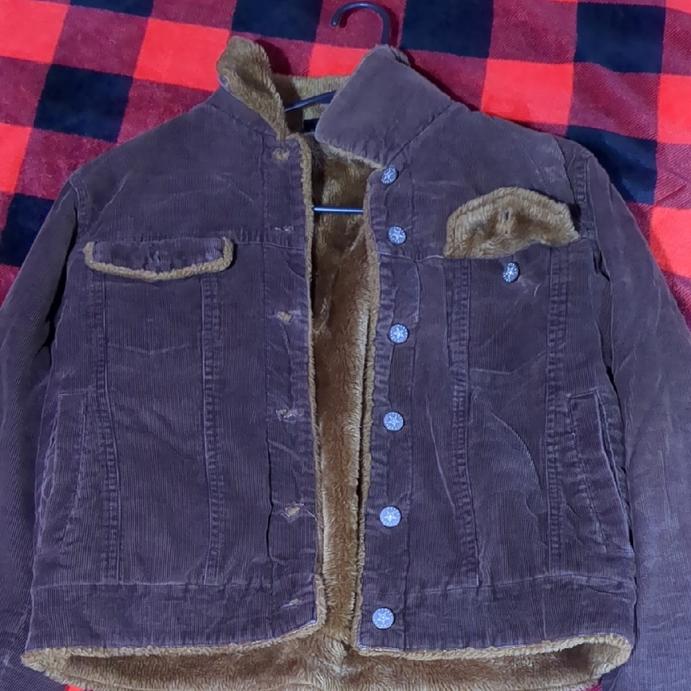 Hurley Brown Corduroy Jacket with Faux Fur